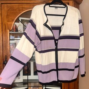 14/16 Purple and White Striped Cardigan. MUST BE BUNDLED
